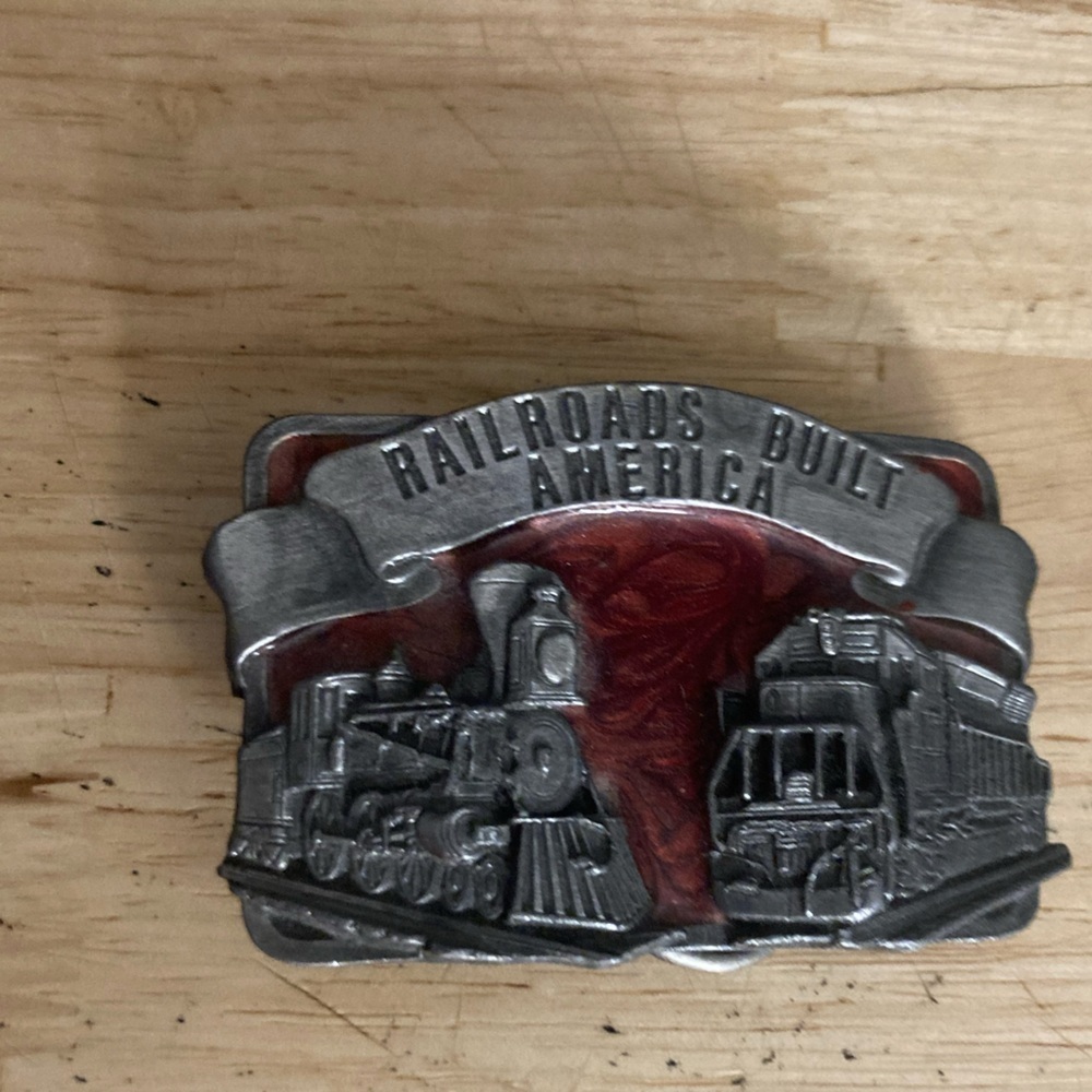 Vintage Railroads built America belt buckle.1984 Siskiyou buckle co inc - Picture 2 of 8